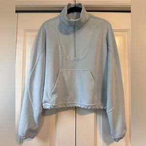 Lululemon Brushed Softstreme Ribbed Half Zip Powder Blue Size 6 EUC